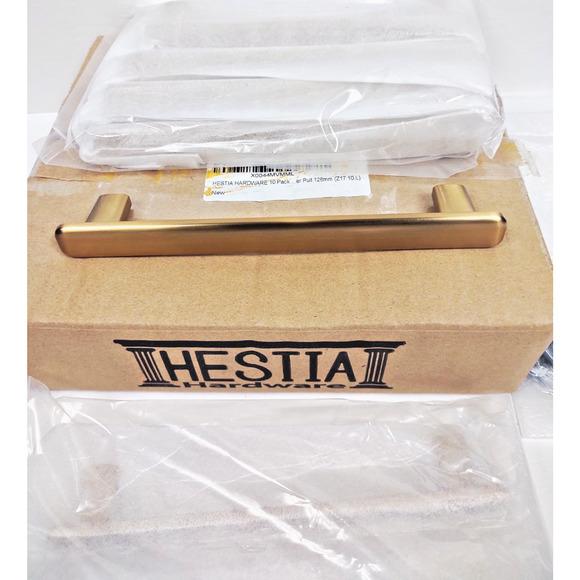 10 Pack HESTIA Satin Gold Cabinet/Drawer Handles/Pulls - 5" Hole Centers Z17 - Picture 6 of 9